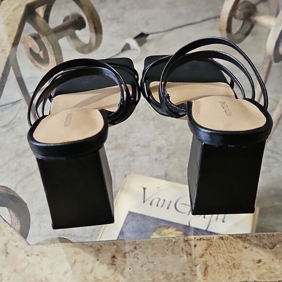 Pretty Little Thing Black Strappy Heels Size 3 - Picture 5 of 10